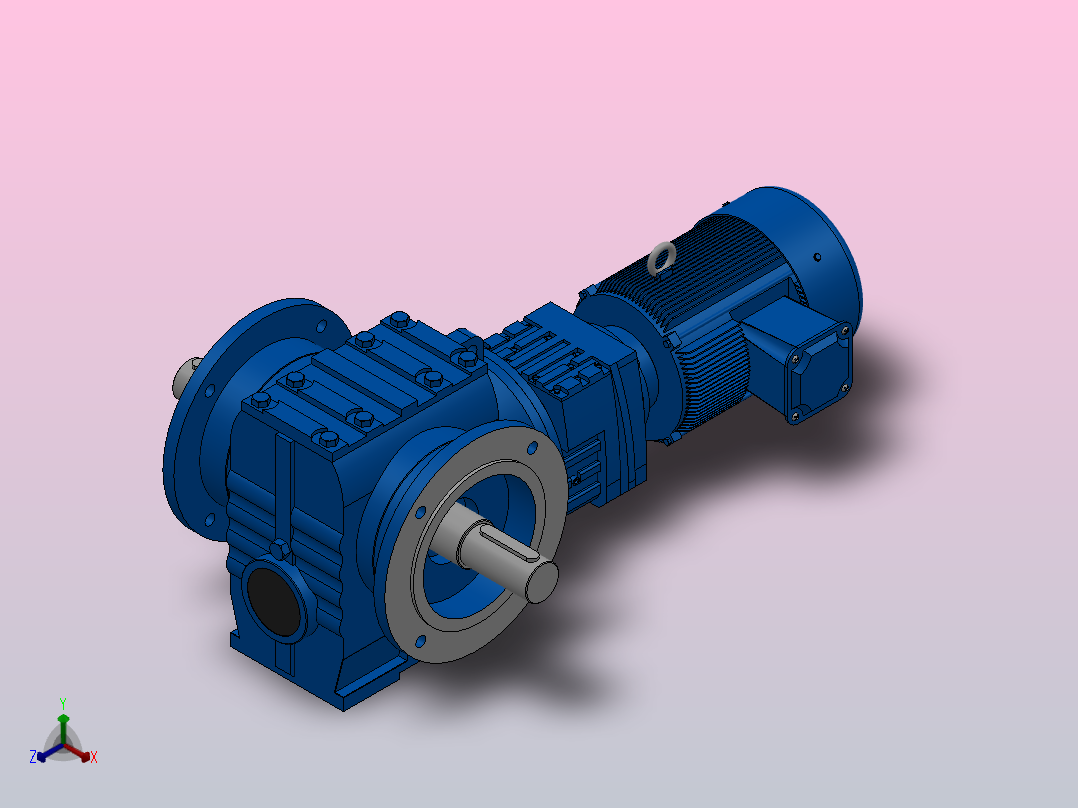 SF77R37组合式斜齿-蜗轮蜗杆减速机SF77R37-Y0.55-4P-289-M1-0°-B正等轴测图