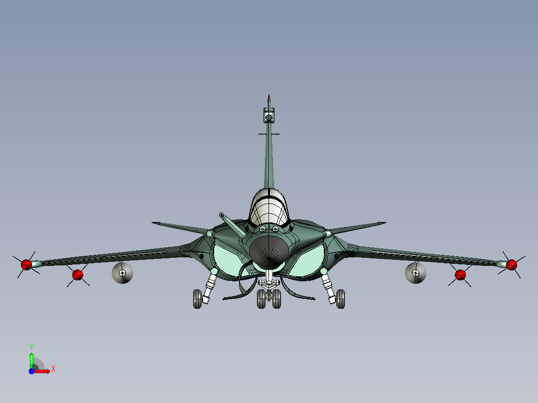 法国阵风战斗机CATIA V5 r21模型前视图
