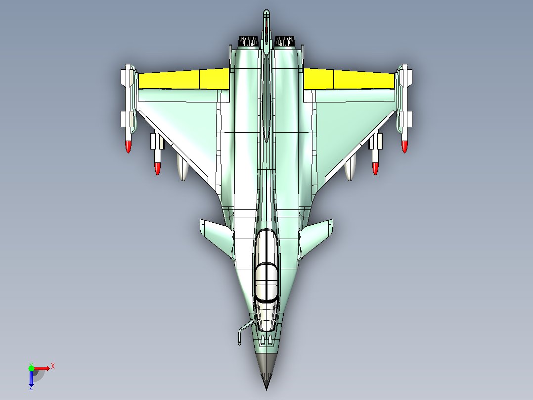 法国阵风战斗机CATIA V5 r21模型俯视图