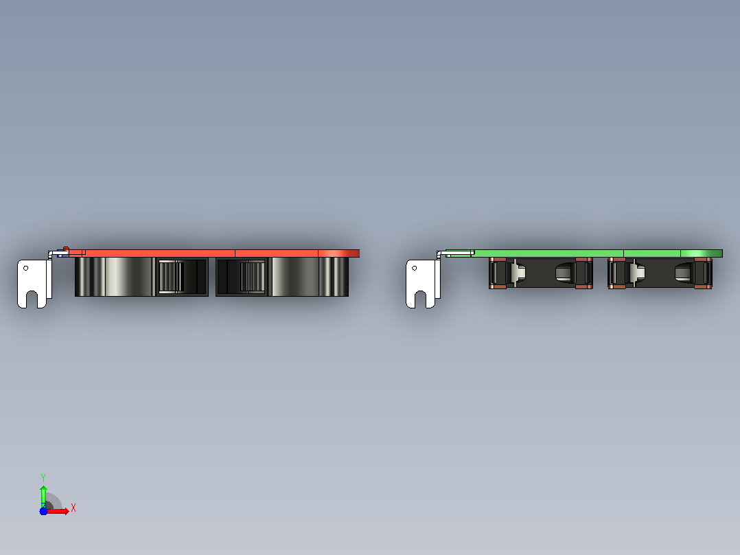 PCIe 支架风扇安装前视图
