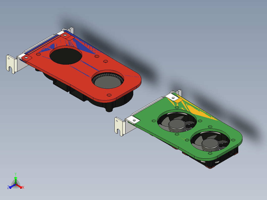 PCIe 支架风扇安装正等轴测图