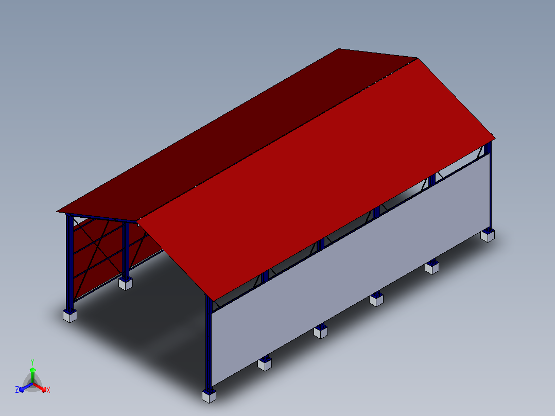 钢结构棚后视图