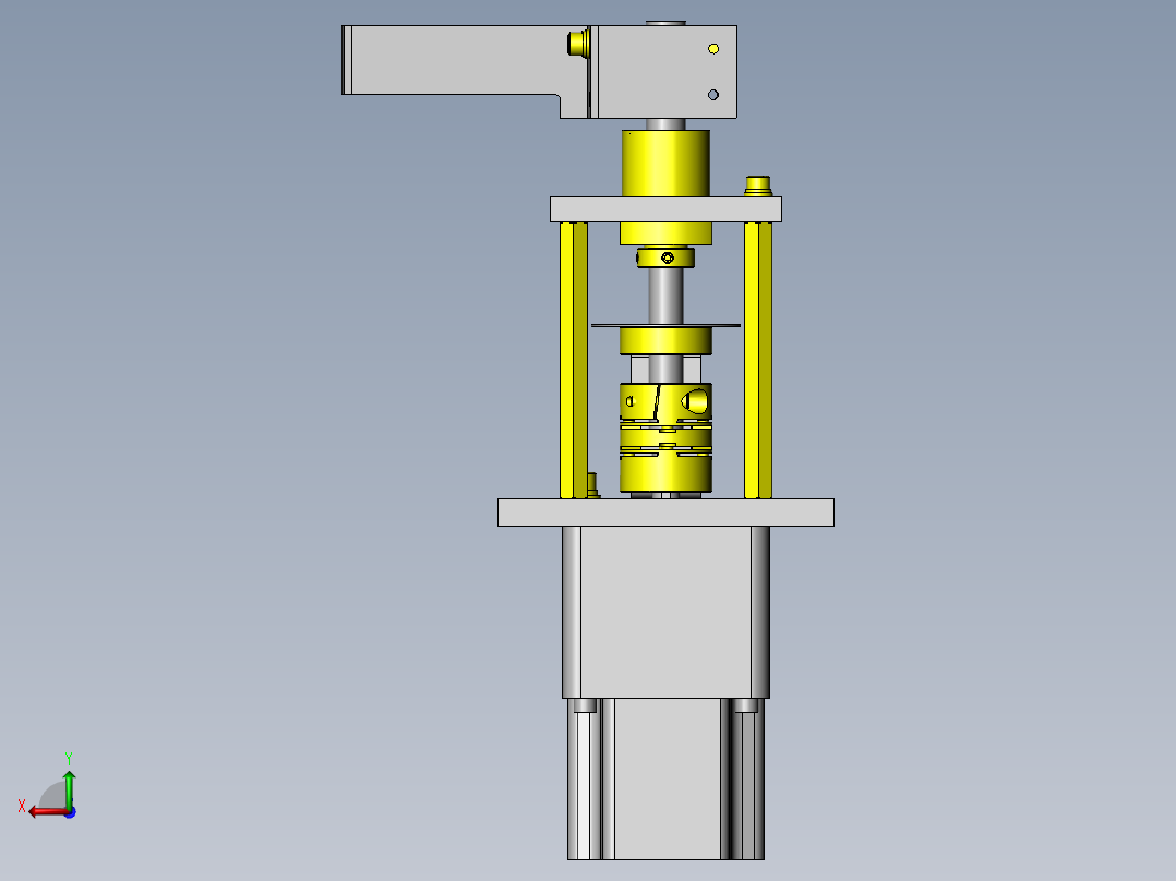 省空间工件反转结构后视图
