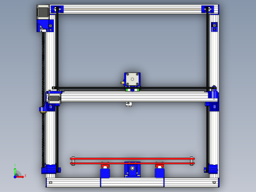 三轴铝型材框架打印机3d图 步进电机驱动智能三维打印机3d模型前视缩略图