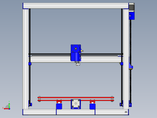 三轴铝型材框架打印机3d图 步进电机驱动智能三维打印机3d模型后视缩略图
