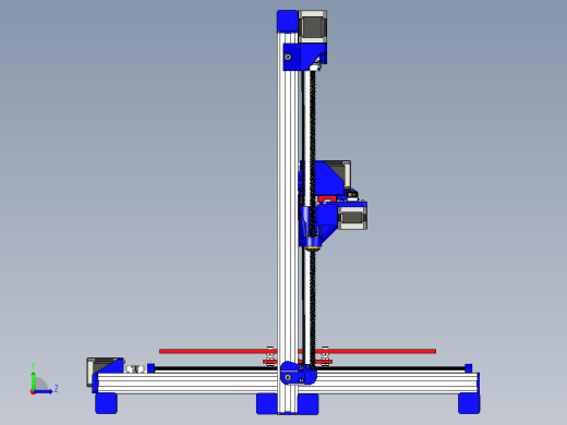 三轴铝型材框架打印机3d图 步进电机驱动智能三维打印机3d模型左视缩略图