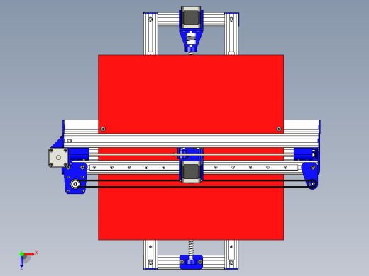 三轴铝型材框架打印机3d图 步进电机驱动智能三维打印机3d模型俯视缩略图