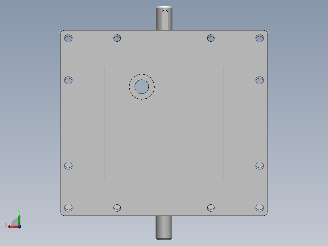 上下齿轮配合减速机后视图