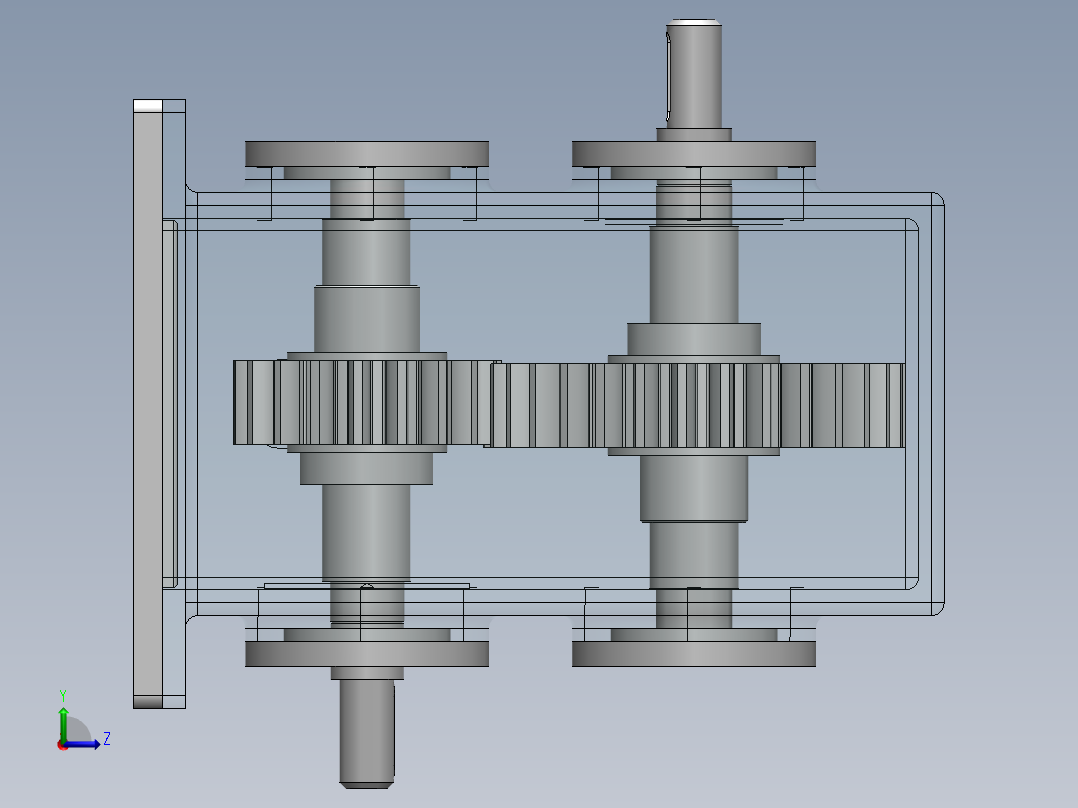 上下齿轮配合减速机左视图