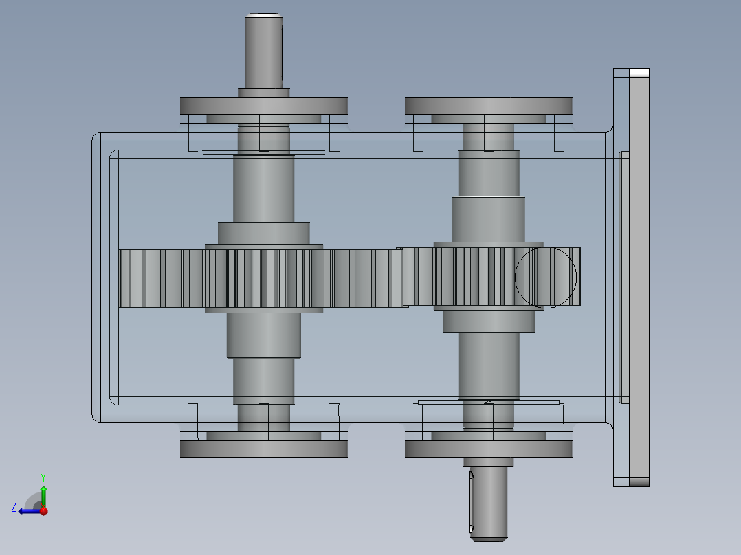 上下齿轮配合减速机右视图