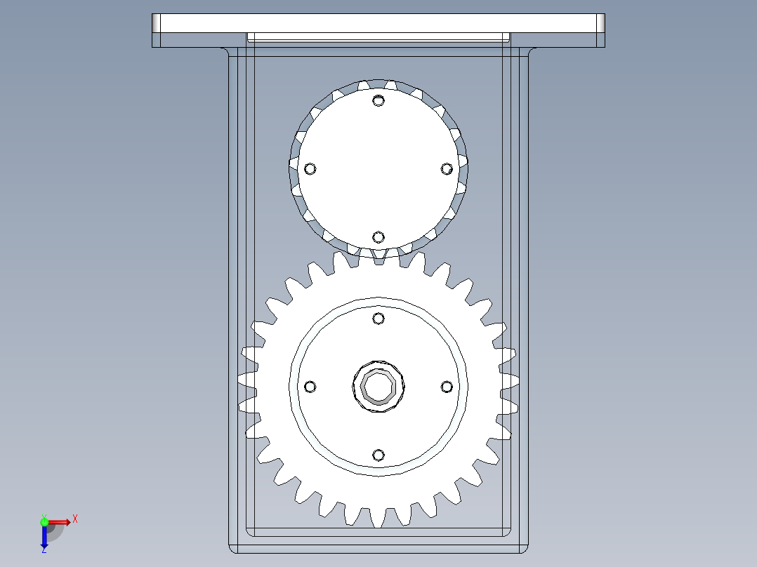 上下齿轮配合减速机俯视图