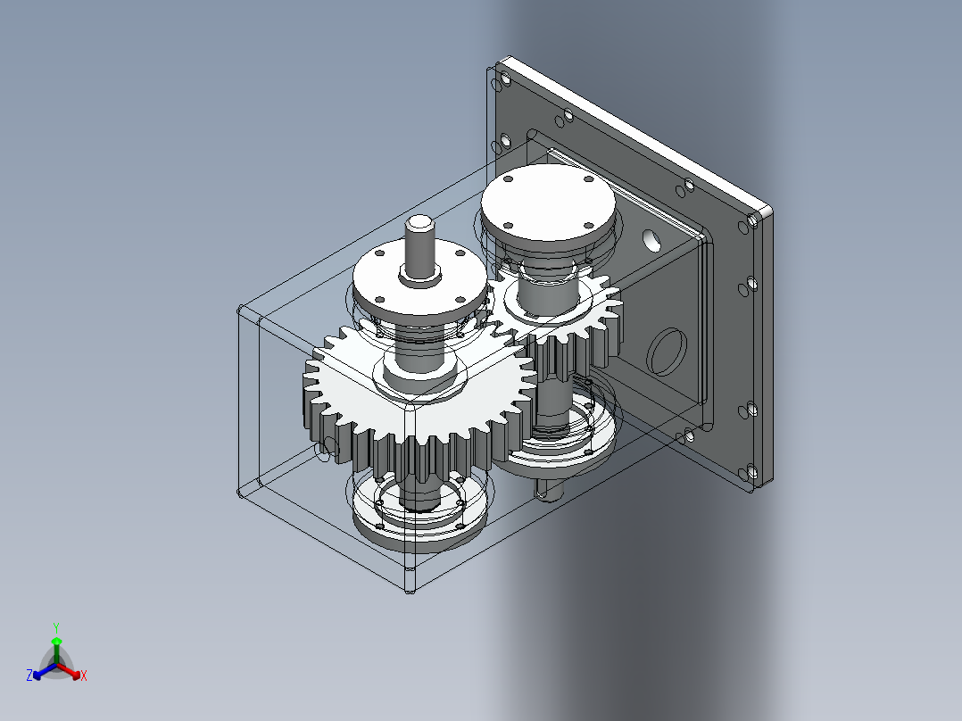 上下齿轮配合减速机正等轴测图