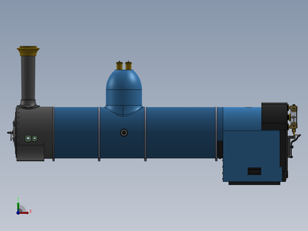 坦克机车锅炉组件前视图