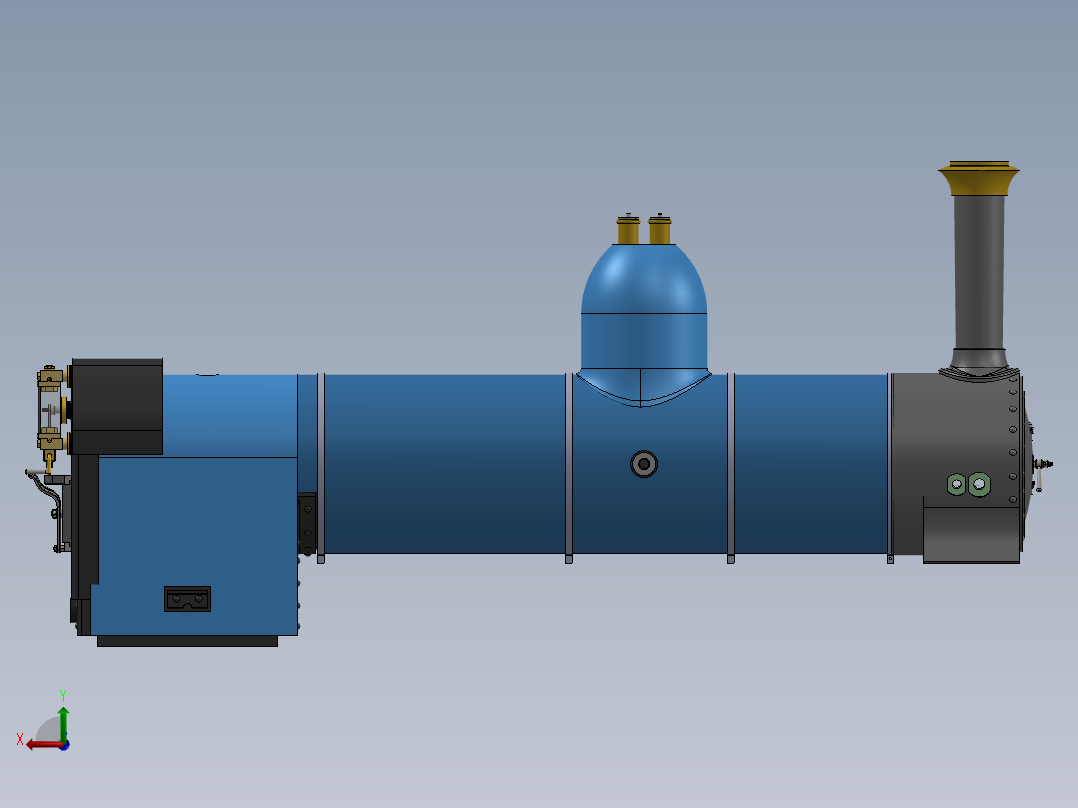 坦克机车锅炉组件后视图