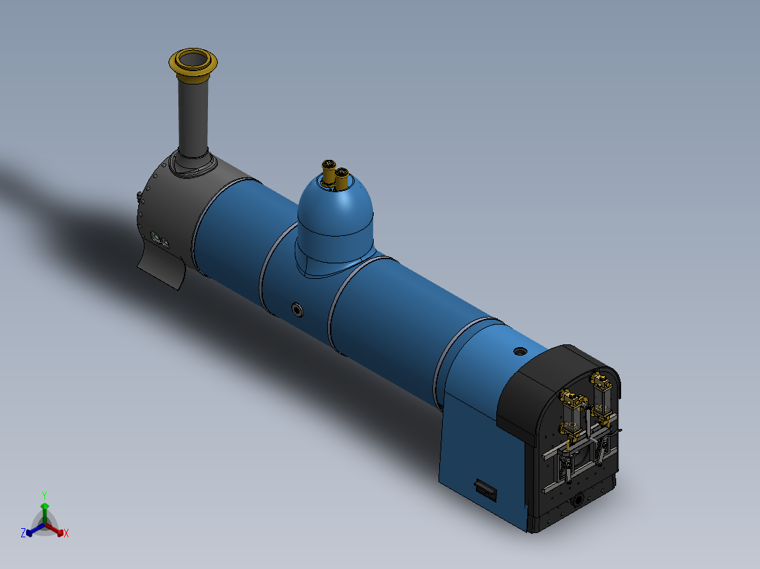 坦克机车锅炉组件正等轴测图