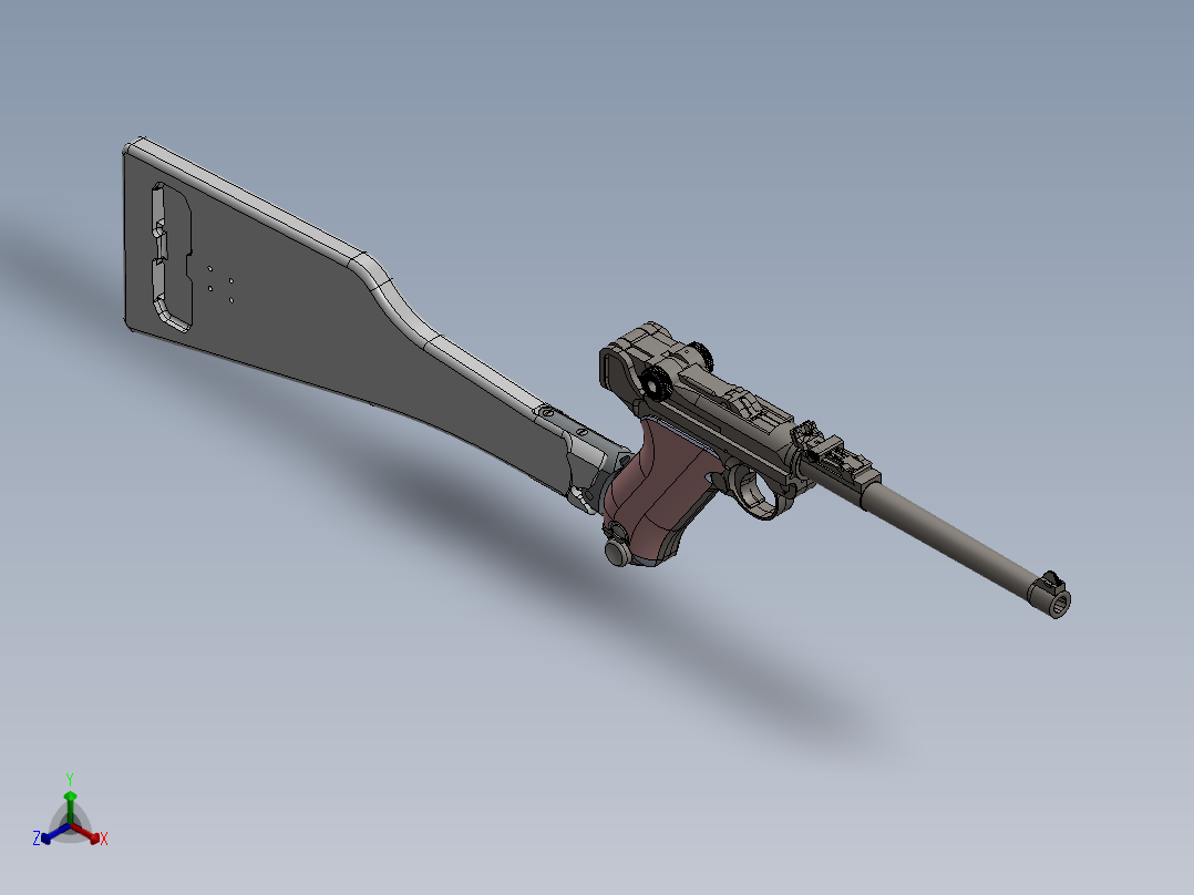 炮兵鲁格步枪正等轴测图