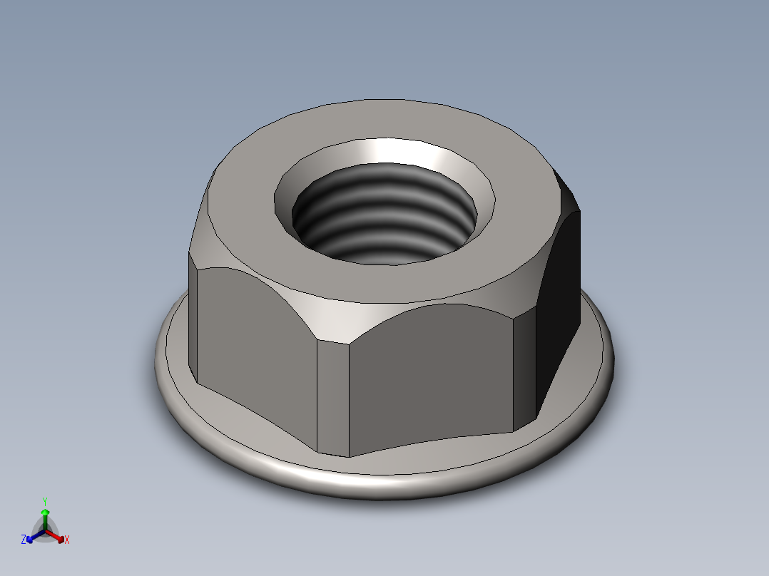 法兰锁紧螺母M4-M20正等轴测图