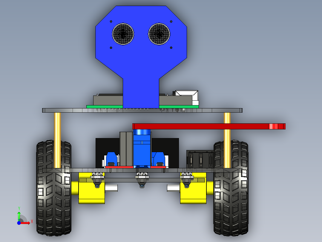 带蓝牙、超声波和液晶显示器编程小车3D前视图