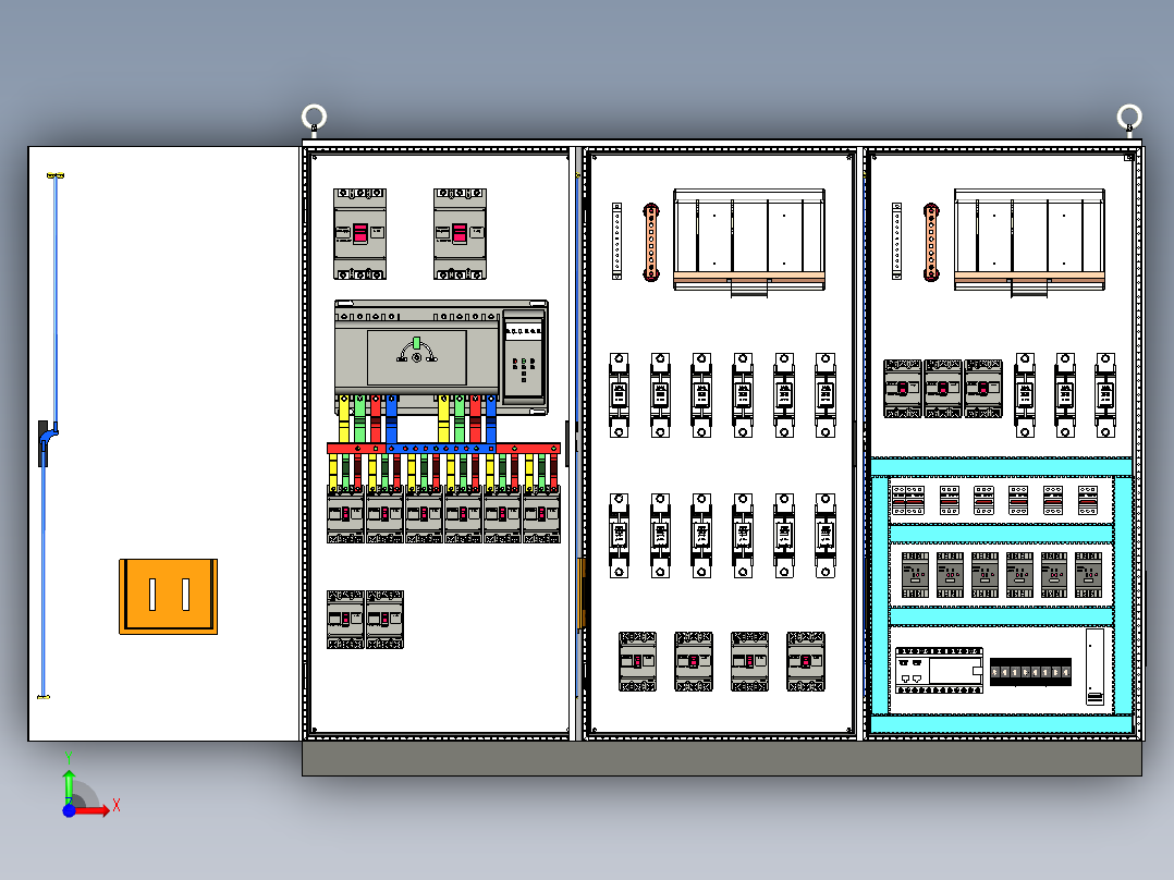 三柜组装双电源刀开关plc接触器控制柜 55761前视图