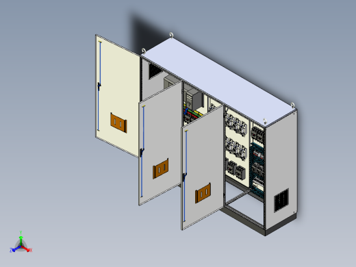 三柜组装双电源刀开关plc接触器控制柜 55761正等轴测缩略图
