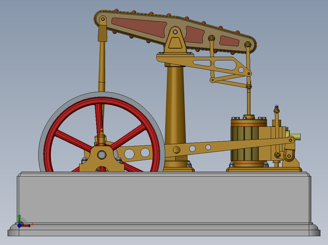 蒸汽机balancier-steam-engine-1833-模型格式为 sw stp igs前视图