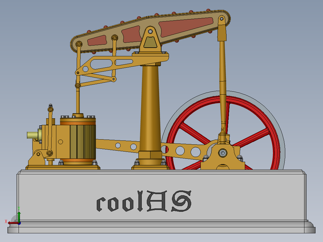 蒸汽机balancier-steam-engine-1833-模型格式为 sw stp igs后视图