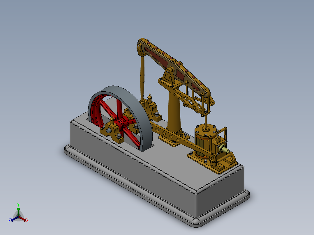 蒸汽机balancier-steam-engine-1833-模型格式为 sw stp igs正等轴测图