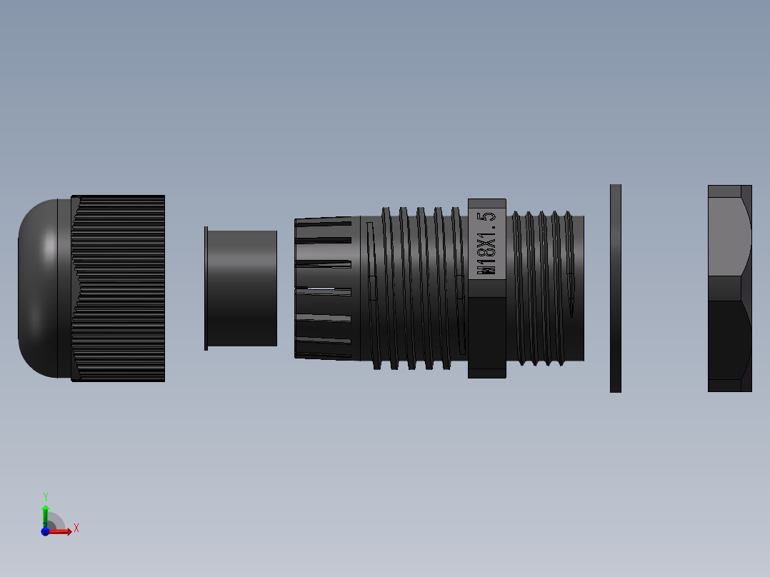 M18x1.5增安防爆尼龙电缆接头前视图