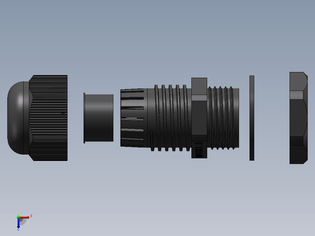 M18x1.5增安防爆尼龙电缆接头俯视图