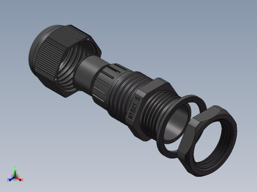 M18x1.5增安防爆尼龙电缆接头正等轴测缩略图