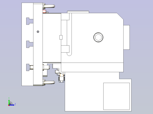 一款中间轴液压夹具模型左视缩略图