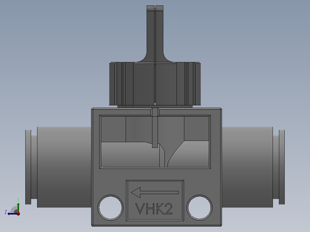 VHK系列P快速接头A快速接头二通三通手动阀[VHK2R-06F-04F]右视图