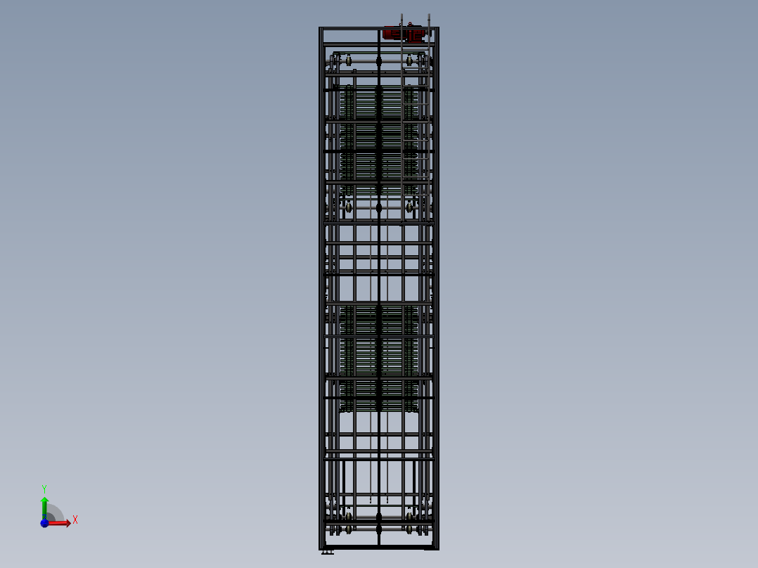 C型连续式升降机 3D图纸 机械设计自动化3D模型step格式文件前视图