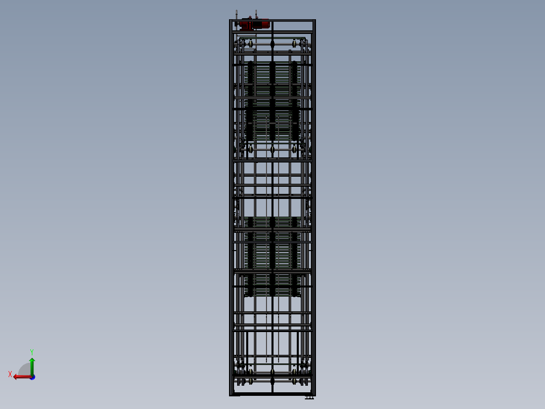 C型连续式升降机 3D图纸 机械设计自动化3D模型step格式文件后视图