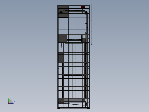 C型连续式升降机 3D图纸 机械设计自动化3D模型step格式文件左视缩略图
