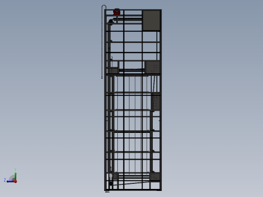 C型连续式升降机 3D图纸 机械设计自动化3D模型step格式文件右视缩略图