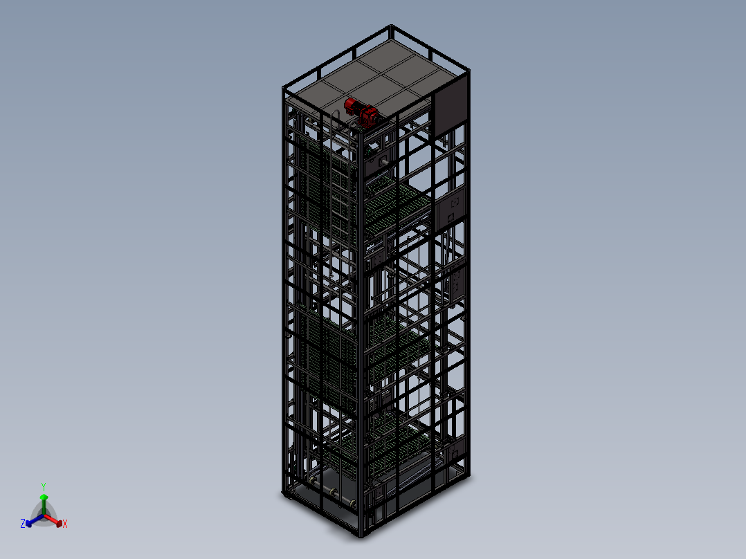 C型连续式升降机 3D图纸 机械设计自动化3D模型step格式文件正等轴测图
