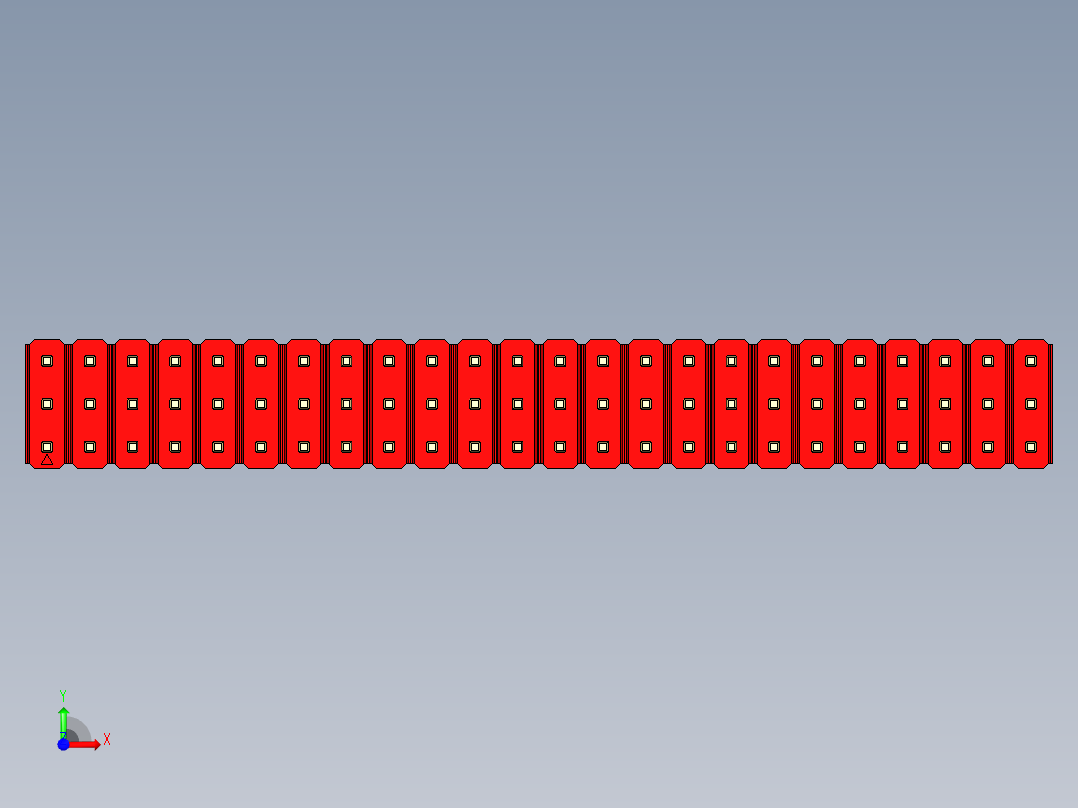 彩色公头100mil（2.54mm）系列-DS1021_red_3x24p_100mil_Type43_rev1.0前视图