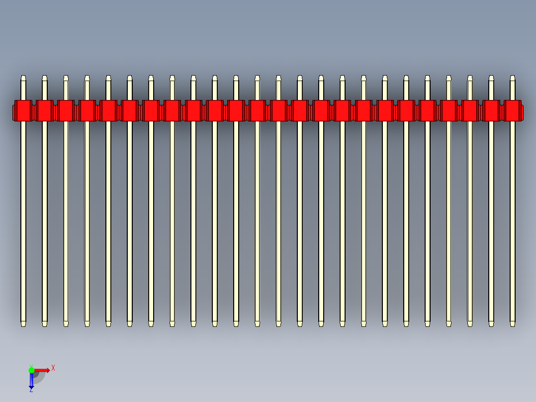 彩色公头100mil（2.54mm）系列-DS1021_red_3x24p_100mil_Type43_rev1.0俯视图