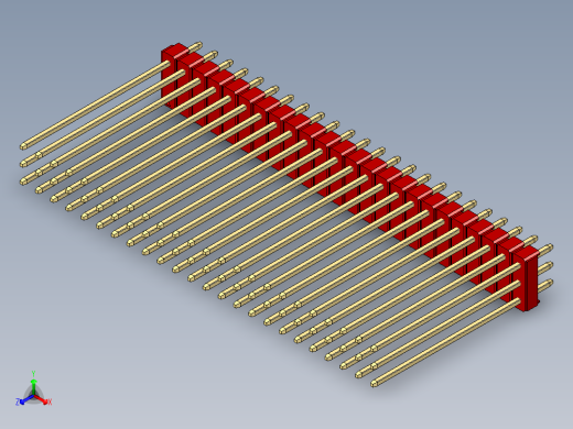 彩色公头100mil（2.54mm）系列-DS1021_red_3x24p_100mil_Type43_rev1.0正等轴测缩略图