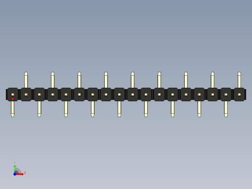 彩色公排针 100mil 2.54mm 系列-DS1022_black_18p_100mil_Type_SMT_R2_rev1.0前视缩略图
