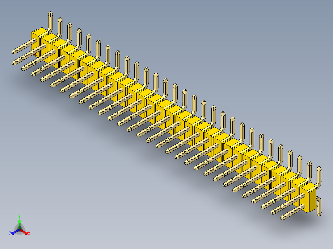 彩色公排针 100mil 2.54mm 系列-DS1022_yellow_58p_100mil_TypeSMT_rev1.0主视图