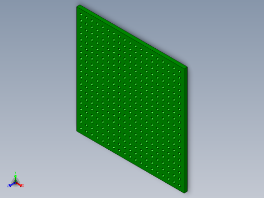 简单的双面PCB板原型50毫米x50毫米。孔直径为1毫米，孔距为2.54毫米。焊盘之间没有走线连接