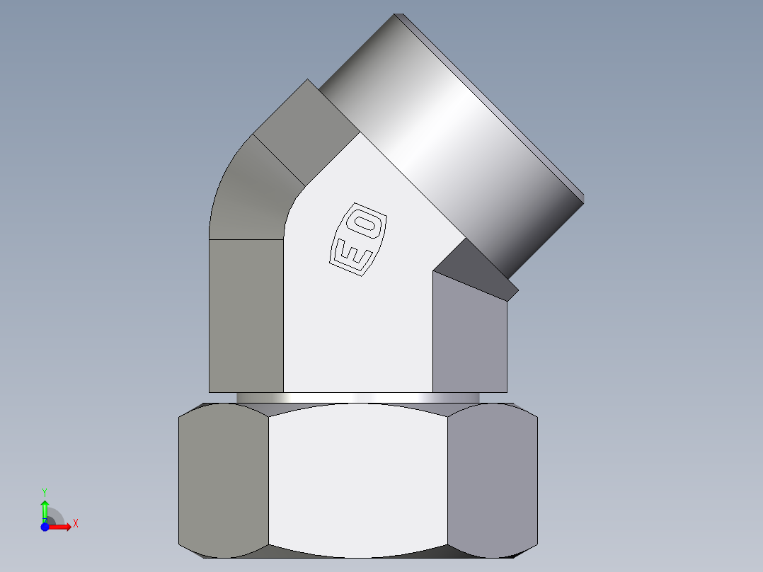 卡套式工业通用硬管接头EO_Swivel_nut_45_deg_elbow_EV38SOMD71前视图
