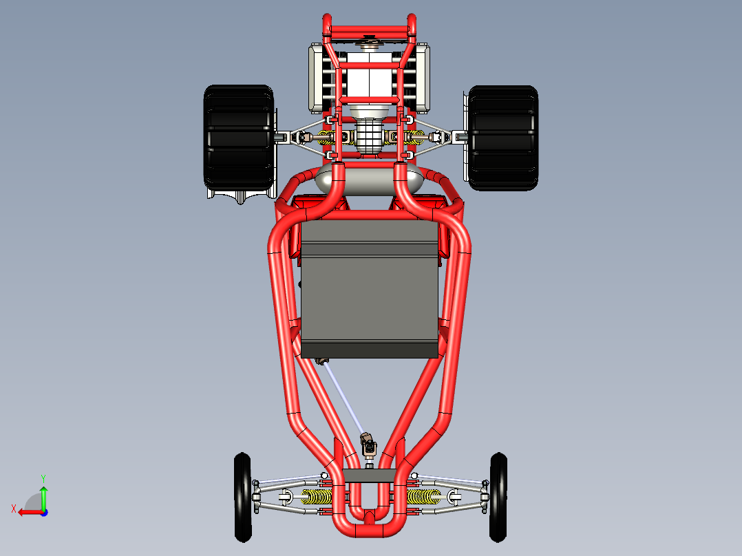 越野钢管车架3D图纸 STP格式后视图