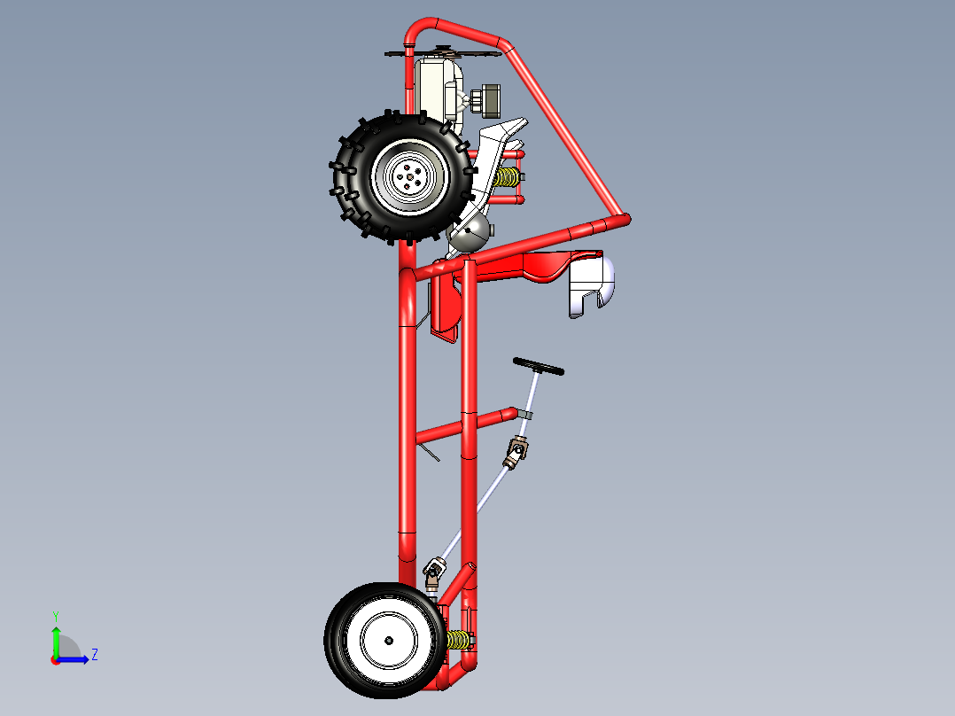 越野钢管车架3D图纸 STP格式左视图