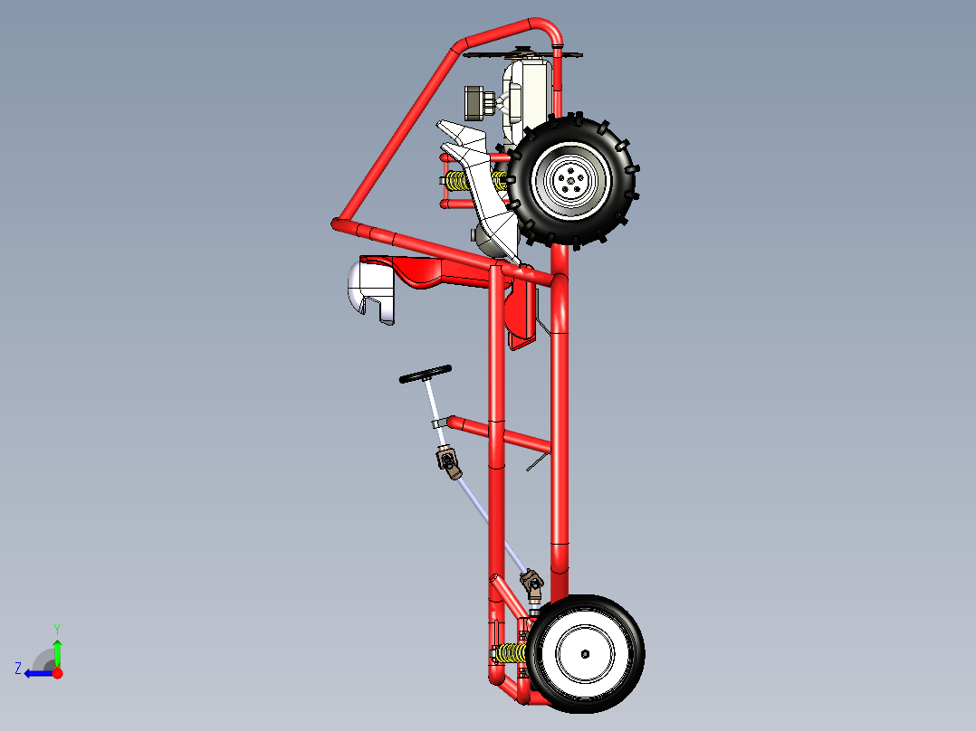 越野钢管车架3D图纸 STP格式右视图