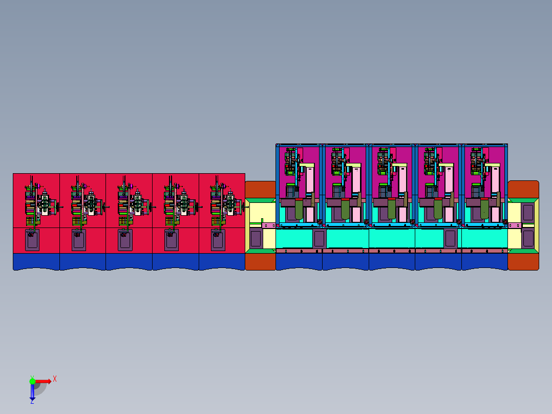 全自动智能贴标多选生产线俯视图