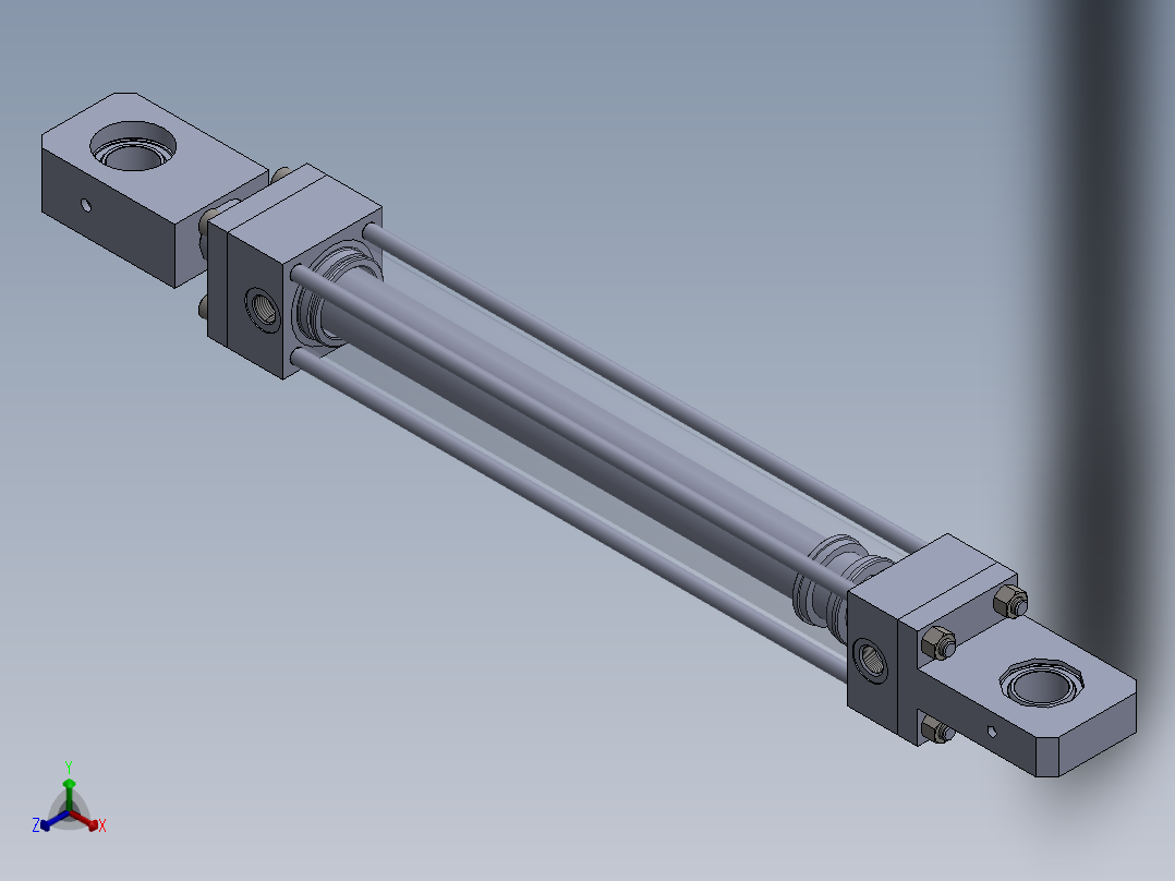 横拉杆液压缸63x45x430 mm正等轴测图