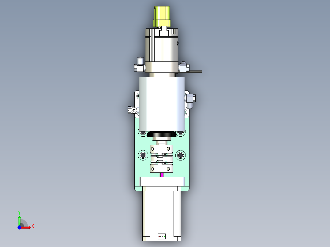气爪旋转移动抓取气滑环结构物体运动前视图